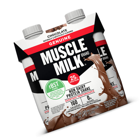 (3 Pack) Muscle Milk Genuine Non-Dairy Protein Shake, Chocolate, 25g Protein, Ready To Drink, 11 Fl Oz, 12 Ct