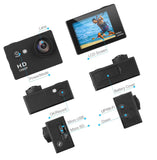 Action Camera, 12MP 1080P 2 Inch LCD Screen, Waterproof Sports Cam 120 Degree