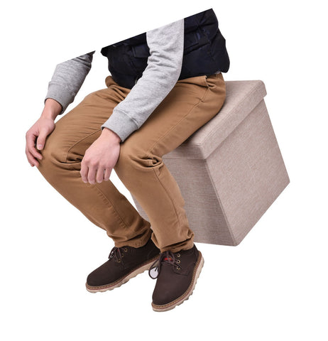 Folding Storage Square Footrest Ottoman