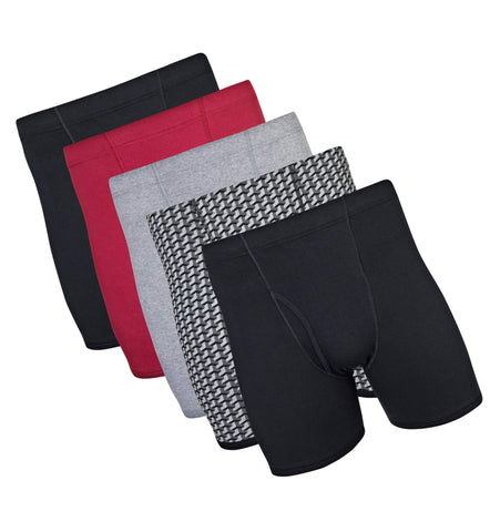 Gildan Men's Assorted Covered Waistband Boxer Brief Underwear, 5-Pack