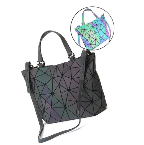 HotOne Geometric Luminous Purses And Handbags Shard Lattice Eco-friendly Leather Holographic Purse(Luminous)
