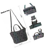 HotOne Geometric Luminous Purses And Handbags Shard Lattice Eco-friendly Leather Holographic Purse(Luminous)
