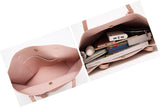 Women's Soft Leather Tote Shoulder Bag From Dreubea, Big Capacity Tassel Handbag Pink