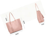 Women's Soft Leather Tote Shoulder Bag From Dreubea, Big Capacity Tassel Handbag Pink