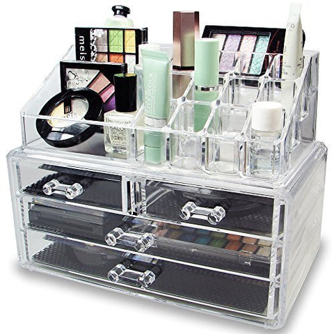 Ikee Design Acrylic Jewelry & Cosmetic/Makeup Storage Display Boxes Set